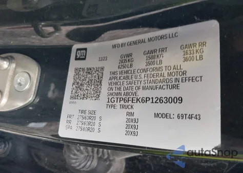 2023 GMC Canyon 4Wd Short Box Denali z USA, uszkodzony, nr VIN 1GTP6FEK6P1263009